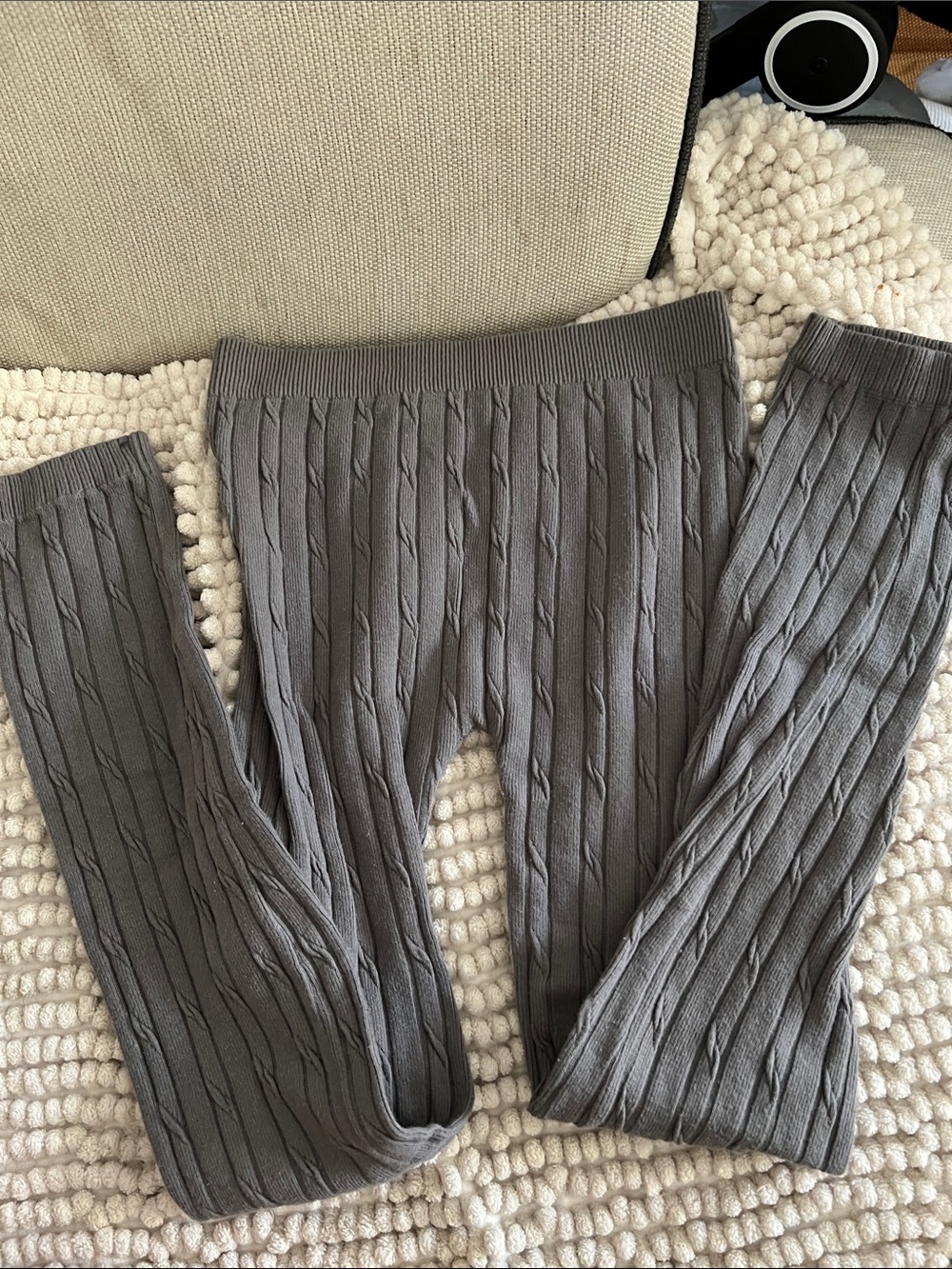 Source Unknown Gray Cable Knit Kids Leggings